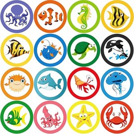 Woanger 240 Pieces Toilet Targets for Boys, Ocean Animals Potty Training Flushable Targets Sea Creatures Potty Training Stickers 2 Inch Pee Stickers Color Changing Pee Signs for Toddler Boys Training