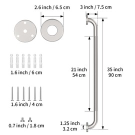 36 Inch Anti Slip Shower Grab Bar, Munzong 2 Pack Brushed Nickel Bathroom Grab Bar, Knurled Bathroom Balance Bar,Safety Hand Rail Support Handicap Elderly Injury Senior Assist Bath Handle