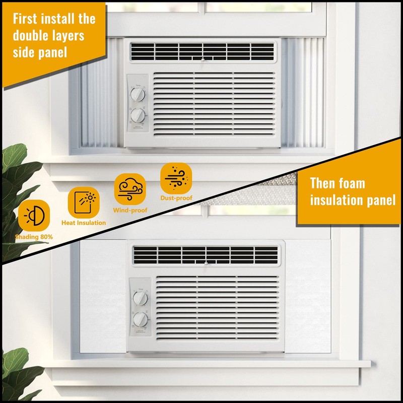 LBG Products Window AC Side Panels,Double Layers Adjustable Side Panel