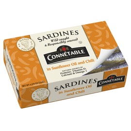Sardines | Connetable | Sardines in Sunflower oil and Chili | 4.375 Ounce | Pack of 12
