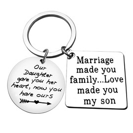 Son in Law Keychain Gift for Son in Law on Wedding Day Marriage Made You Family Love Made You My Son Gift Son in Law Christmas Birthday Gift for future Son Groom to Be Gift from Mother Father of Bride