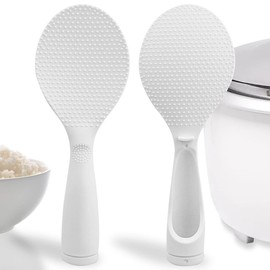 2 Pcs Non-stick Standing Rice Serving Spoon - Non Stick Stand-up Rice Scooper - Heat Resistant Cooker Scoop Paddle (White)