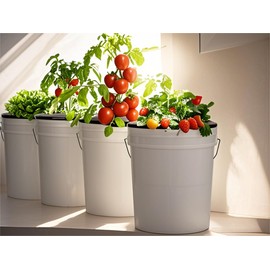 Lykvrii 5 Pack 6 Inch Net Pots for 5 and 3.5 Gallon, 5 Gallon Hydroponic Bucket, Wide Lip Net Pot Lid, DWC Hydroponic Baskets Lids - Black