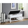 Roundhill Furniture Rouen Clean White Seating Bench with Shoe Storage,