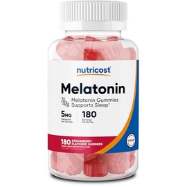 Nutricost Melatonina 5 mg, 180 gomitas con sabor a fresa, sin gluten, sin OMG, sin jarabe de maíz