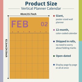 2025 Wall Calendar 12 Month Large Undated Monthly Vertical Wall Calendar 24" x 16" Yearly Wall Calendar 2025 Big Calendar Monthly Planner for Office Home School Wall Organizing Planning (Colorful)