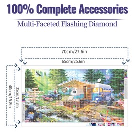 YALKIN 5D Diamond Painting Kits for Adults, Large Summer Camping Diamond Art Kits Full Drill Diamond Painting Kit for Adult Beginners, DIY Crystal Picture Art for Home Wall Decor 40x70cm/15.7x27.6in