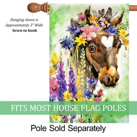 Texupday Floral Flower Horse Decoration Spring Artistic Farmhouse House Flag Outdoor Yard Flag 28" x 40"