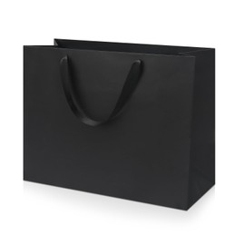 FISHLONO Black Gift Bags With Handles, 16x6x12 Inches Extra Large Gift Bags Bulk, Black Kraft Paper Bags for Wedding Shopping Party Birthday Business Baby Shower (12)