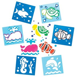 Baker Ross AW389 Sealife Stencils (Pack of 6), Assorted, Asst Colours