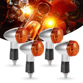 Motorcycle Turn Signals 4pcs Chrome Bullet Front Rear Lights for Honda Harley Kawasaki Suzuki Yamaha Motorcycle Street Standard Custom Bike Cruiser Bobber Chopper （4pcs）