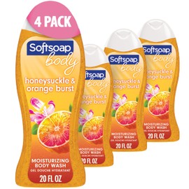 Softsoap Body Wash, Honeysuckle & Orange Burst Body Wash, 20 Ounce, 4 Pack