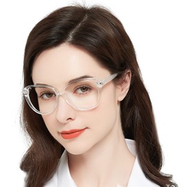 MARE AZZURO Oversized 1.50 Reading Glasses Women Large Round Readers 100 125 150 175 200 225 250 275 300 350 400 500 600 (Transparent, 1.5)