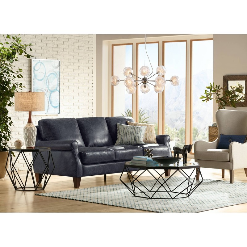 Rocco Mid Century Modern Table Lamp White Geometric Ceramic Wood