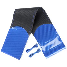 ihreesy Universal Steering Wheel Cover,PU Leather Steering Wheel Cover Lace Up 15inch Comfortable Auto Steering Wheel Stitch On Wrap with Needle Thread,Black Blue