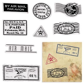 Mail Postmark Clear Stamps for Card Making Letter Stamp Pattern Clear Stamp Air Mail Words Transparent Silicone Stamps for DIY Scrapbooking Supplies Embossing Paper Card Album Decoration Craft