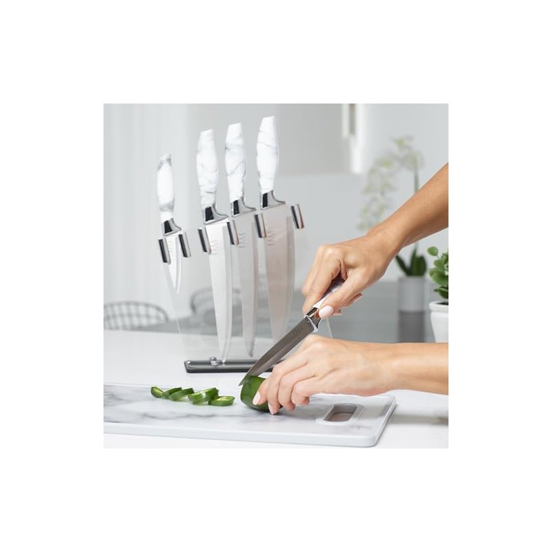 Elle Decor 5-Piece Professional Kitchen Knife Set Marble Handles &