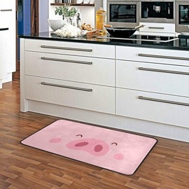 Kitchen Rugs - Alfombrillas de Cocina Antideslizantes y Suaves, diseño de Cerdo, Color Rosa, 99 x 50 cm