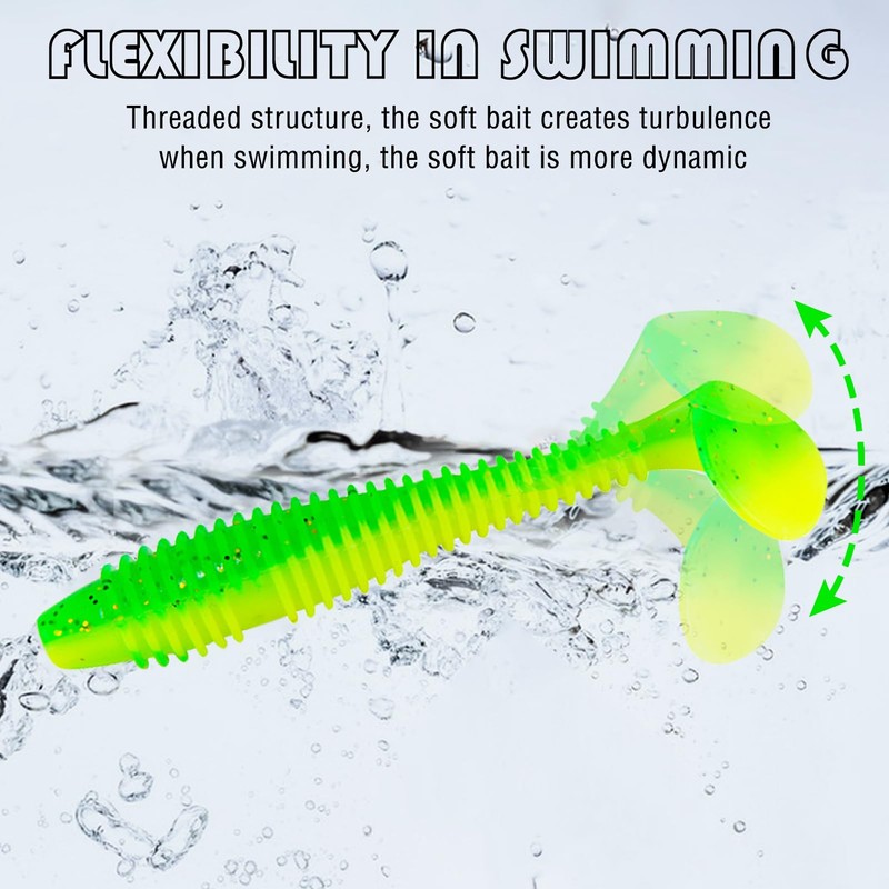FREE FISHER 40 Pcs Soft Fishing Lures Swimbaits Paddle Tail