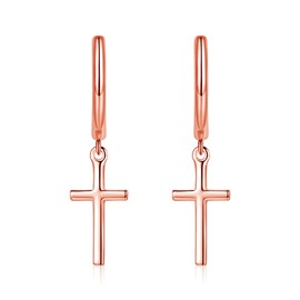 Zolkamery Hoop Earrings Silver Hanging for Women, 925 Sterling Silver Hoop Earrings with Cubic Zirconia, Hypoallergenic Drop Earrings with Star Cross Beads Pendant, Hoop Earrings with Gift Box,