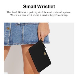 Coach Polished Pebble Small Wristlet, Black, One Size