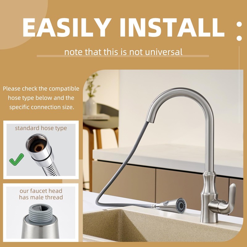 Angle Simple Kitchen Faucet Head Replacement, G 1/2 or 13/16