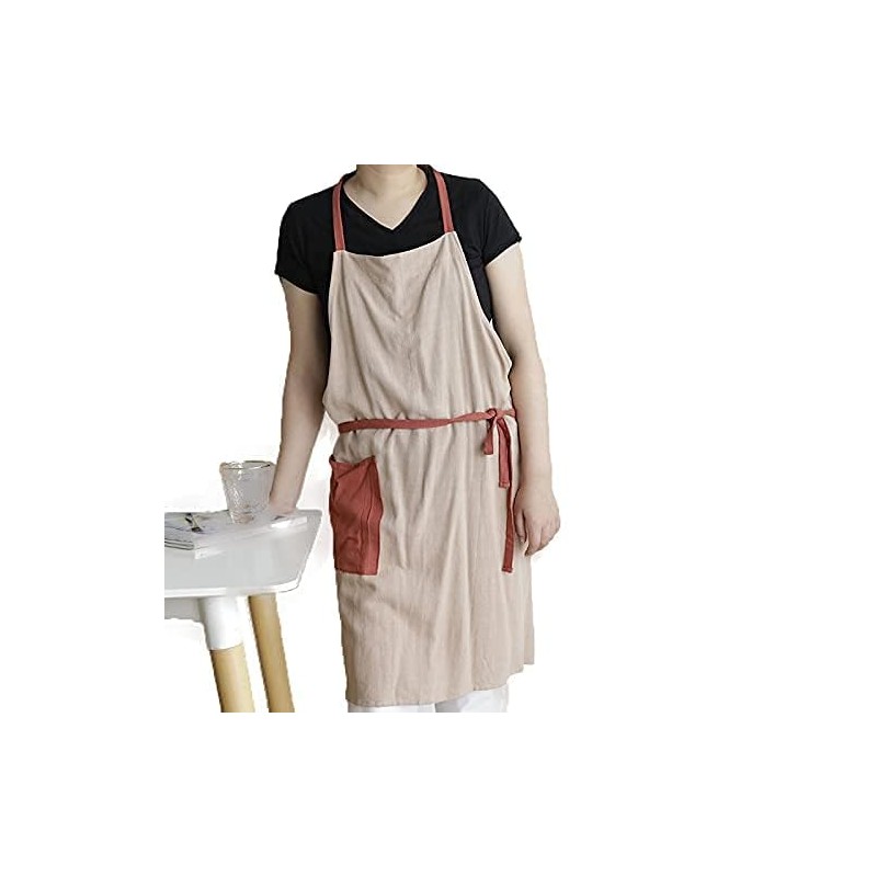 UHEIM Premium Ultra lightweight(0.4 lbs) Pure Linen Bib Apron Adjust