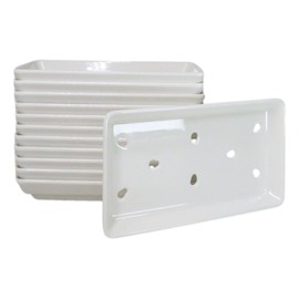 Ebros Gift Japanese Cuisine White Melamine Neta Zara Sushi Sashimi Chef Serving Plate With Drip Holes 8.5" X 5" Sushi Case Raw Food Preparation And Storage Restaurant Supply (12)