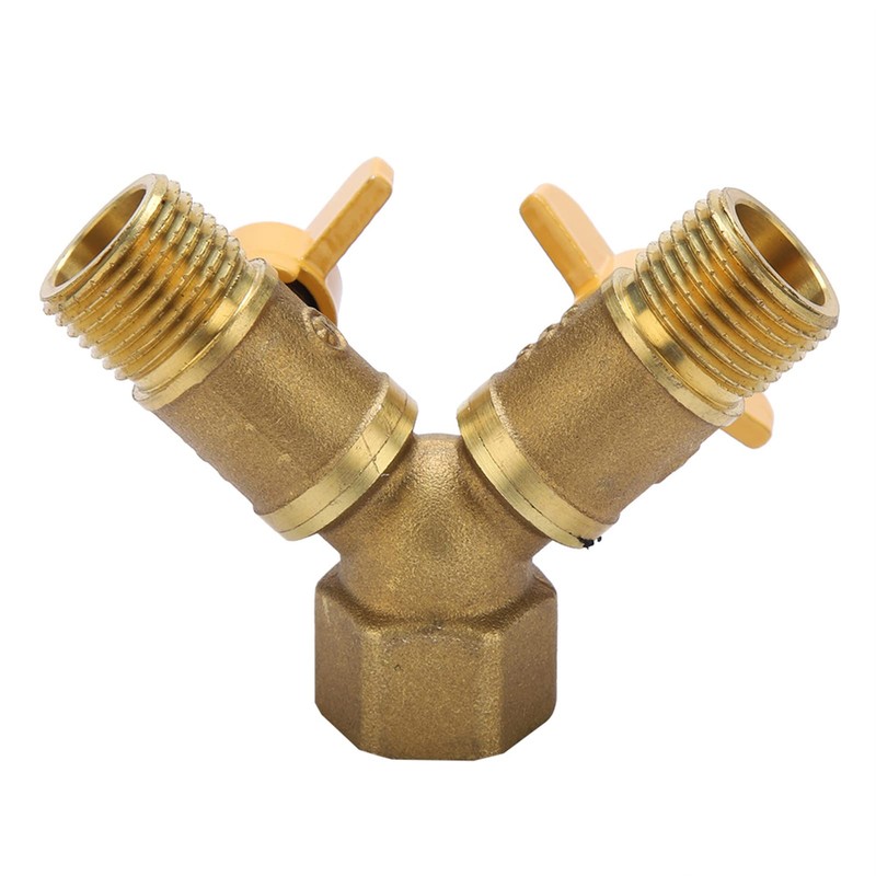 G1/2 Brass Garden Irrigation 2 Way Y Hose Splitter Double