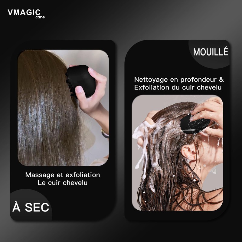 Massage Shampoo Bürste für Kopfhaut, mit weichen Silikonborsten, stimuliert das