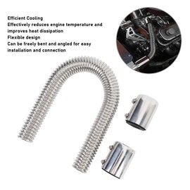 24in Radiator Flexible Coolant Water Hose Kit, Efficient Cooling Stainless Steel Water Hoses Adapter Coolant Radiator Hose Kit for 1 3/4in 1 1/2in 1 1/4in Hose, 2 Fittings (Silver)