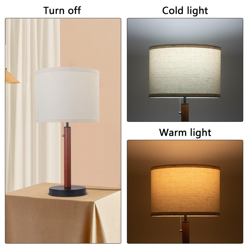 HonoDing Mid Century Table Lamp,Walnut Wood Finish Table Lamps, Modern