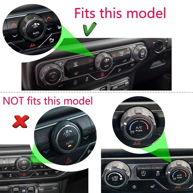Lanyun Air Conditioner and Headlight Switch Knobs Trim Compatible Jeep