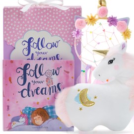 Tickle & Main Unicorn Plush Pillow Gift Set - 4-Piece, Multicolor - Stuffed Unicorn Toy & Storybook - for Girls Ages 4-9 - Room Decor Accent