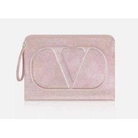 Valentino Beauty Beige/Nude “V" Logo Laptop Pouch