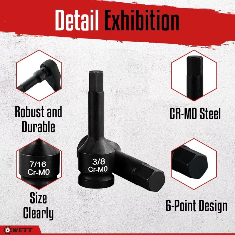 MIXPOWER 1/2 Drive Master Impact Hex Bit Set 20 Piece