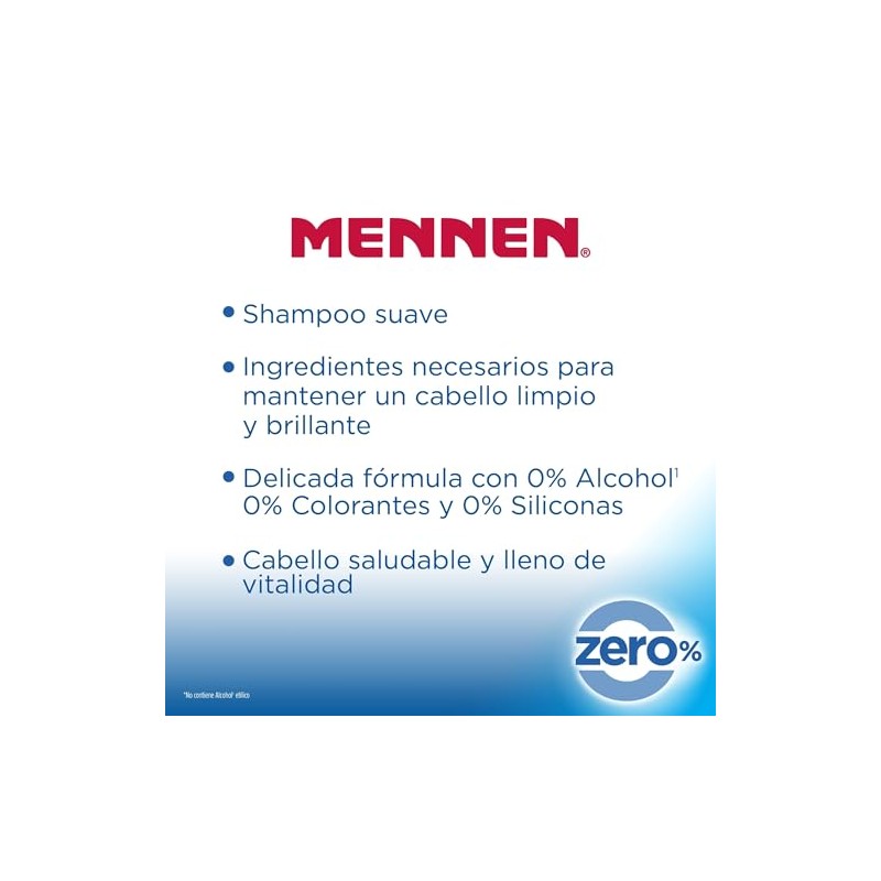 Mennen Shampoo Cabello Saludable Zero Ideal para Toda la Familia