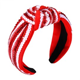 Game Day Sequin Headband Football Team Spirit Red White Sequins Knotted Headband Football Mom Outfit Accessories Gift