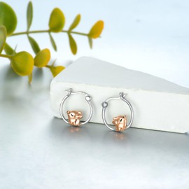 PELOVNY Pig Earrings for Women S925 Sterling Silver Pig Hoop Earrings Cute Animal Earrings Jewelry Gifts for Women