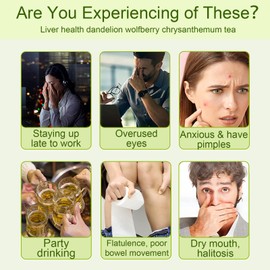 30pcs Dandelion Wolfberry Tea, Goji Berry Chrysanthemum Cassia Seed Tea, Seven Natural Herbal Ingredients, For Kidney & Liver Health(30bags, 300g)