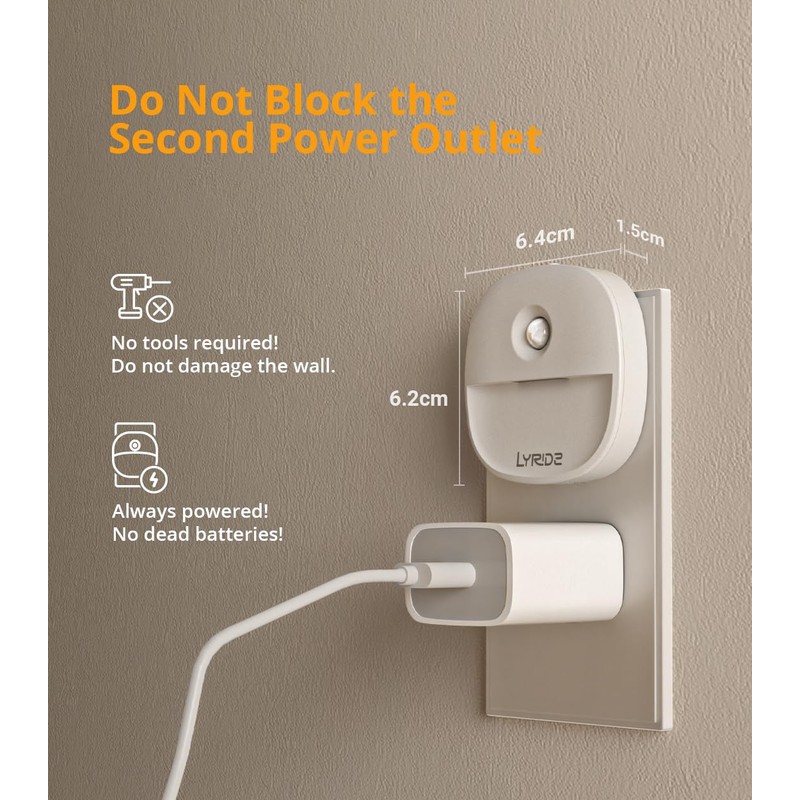 Lyridz Night Lights Plug Into Wall, Dusk to Dawn Sensor,