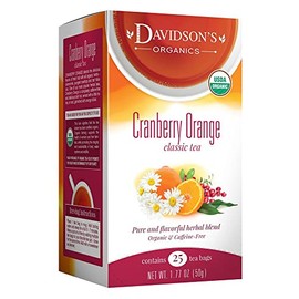 Davidson's Organics, Cranberry Orange, 25-count Tea Bags, Pack of 6