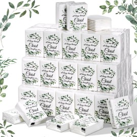 Seajan 120 Pack Christian Pocket Tissues Gifts Bulk 4 Ply Bible Verse Travel Packs Tissue Small Size Individual Pocket Packs Religious Party Favors for Church Wedding Home Travel(Neutral Style)