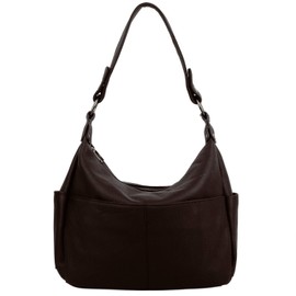 YALUXE Women's Genuine Leather Shoulder Bags Hobo Handbags Purses with Double Zipper Pockets and Crossbody Strap