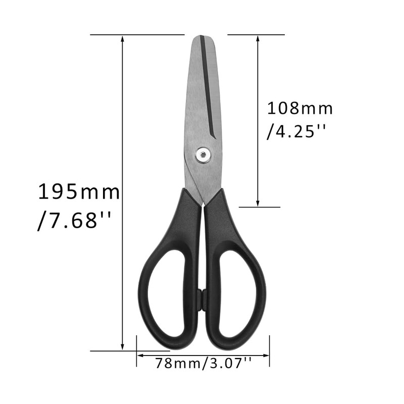 All Purpose Ceramic Scissors 8" Black Straight Shears Non-Sticking Sharp