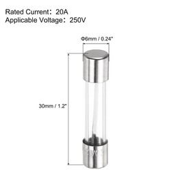 sourcing map 20A 250V 6x30mm Time Delay Glass Fuse UL Listed Slow Blow Fuse for Home Appliances 6 Pcs