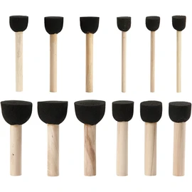 Creativ 10409 Foam Stencil Brushes, D: 13-20-25-35 mm, 12 asstd,Black