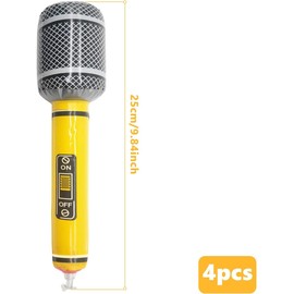 Roontin Ultimate Inflatable Microphone Set - 4PCS Blow-Up Musical Instruments for Kids, Party Props, and Stage Performances