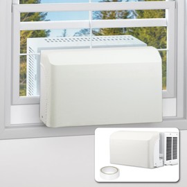 BJADE'S Indoor Window AC Cover for U-Shaped Window Air Conditioner Unit,Dustproof & Windproof Inside Window AC Protection Cover,White