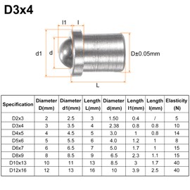 HARFINGTON 10pcs 3x4mm 304 Stainless Steel Precision Positioning Ball Spring Plungers for Door Cupboard Mechanical Devices Clamps Furniture